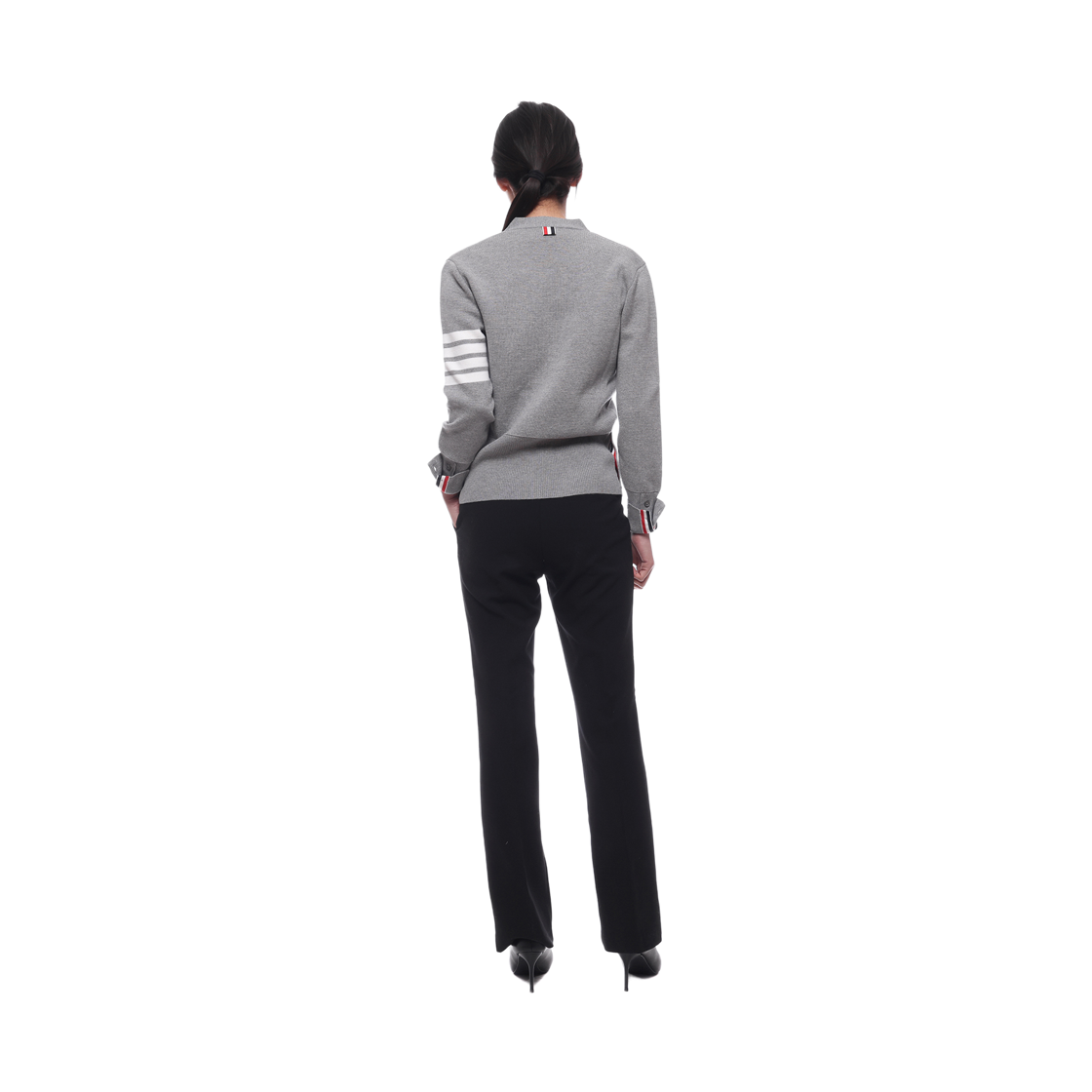 [15% 쿠폰] (W) 톰브라운 파인 메리노 울 밀라노 스티치 사선 클래식 브이넥 가디건 라이트 그레이([15% 쿠폰] (W) Thom Browne Fine Merino Wool Milano Stitch 4-Bar Classic V-Neck Cardigan Light Grey) - 5