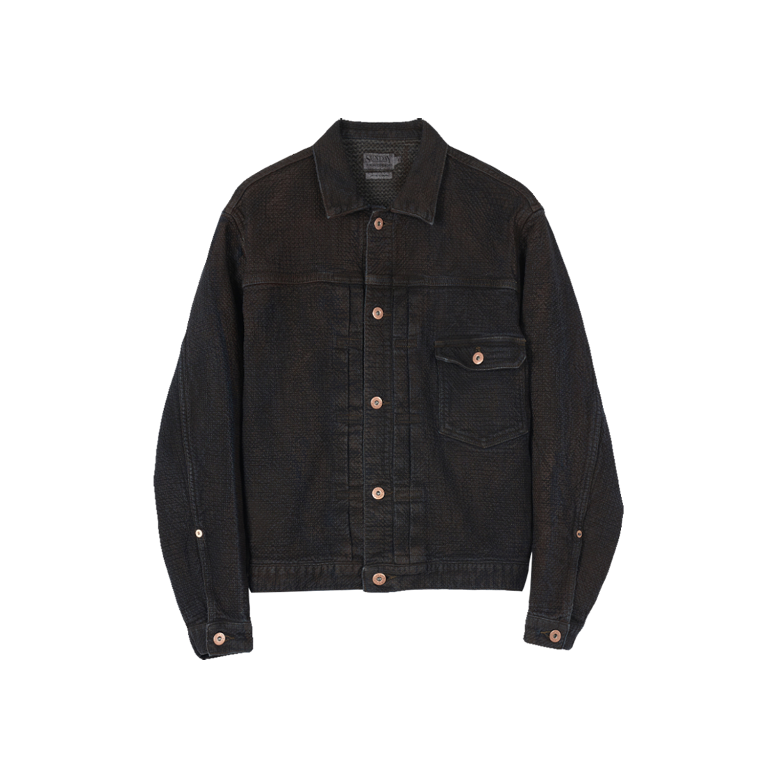 SC-2640 Sunday Ceremony Mud Dyed Japanese Sashiko Denim Jacket - Mud Dyed