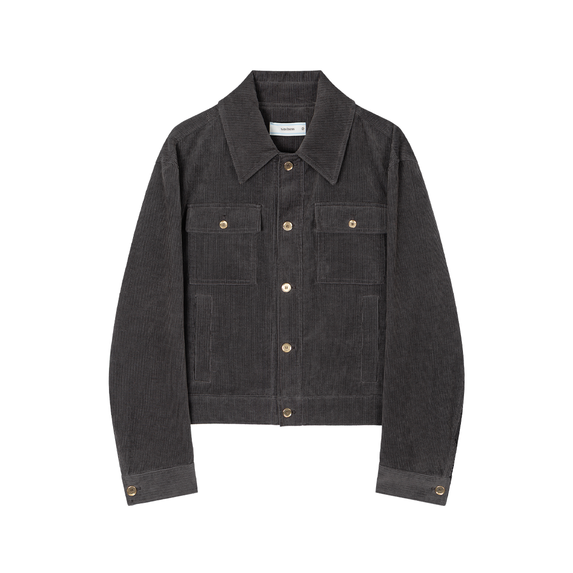 WVNS26310 Waviness Button Point Corduroy Trucker Jacket Charcoal