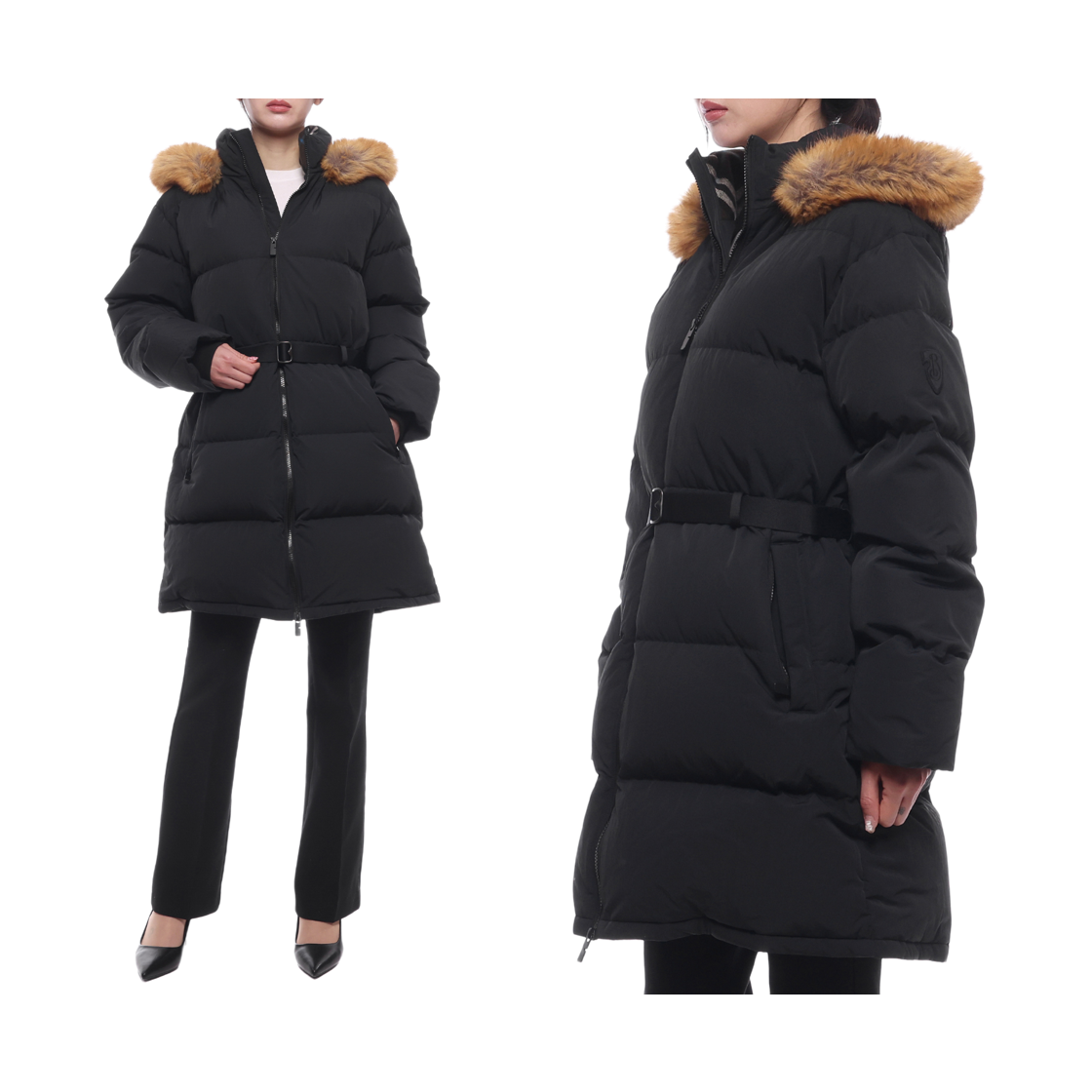 [15% 쿠폰] (W) 버버리 벨티드 웨이스트 후드 퍼퍼 자켓 블랙([15% 쿠폰] (W) Burberry Belted Waist Hooded Puffer Jacket Black) - 2
