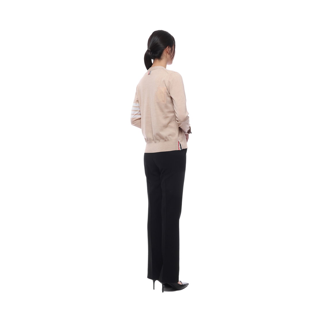 [15% 쿠폰] (W) 톰브라운 파인 메리노 울 사선 릴렉스드 핏 가디건 베이지([15% 쿠폰] (W) Thom Browne Fine Merino Wool 4-Bar Relaxed Fit Cardigan Beige) - 6
