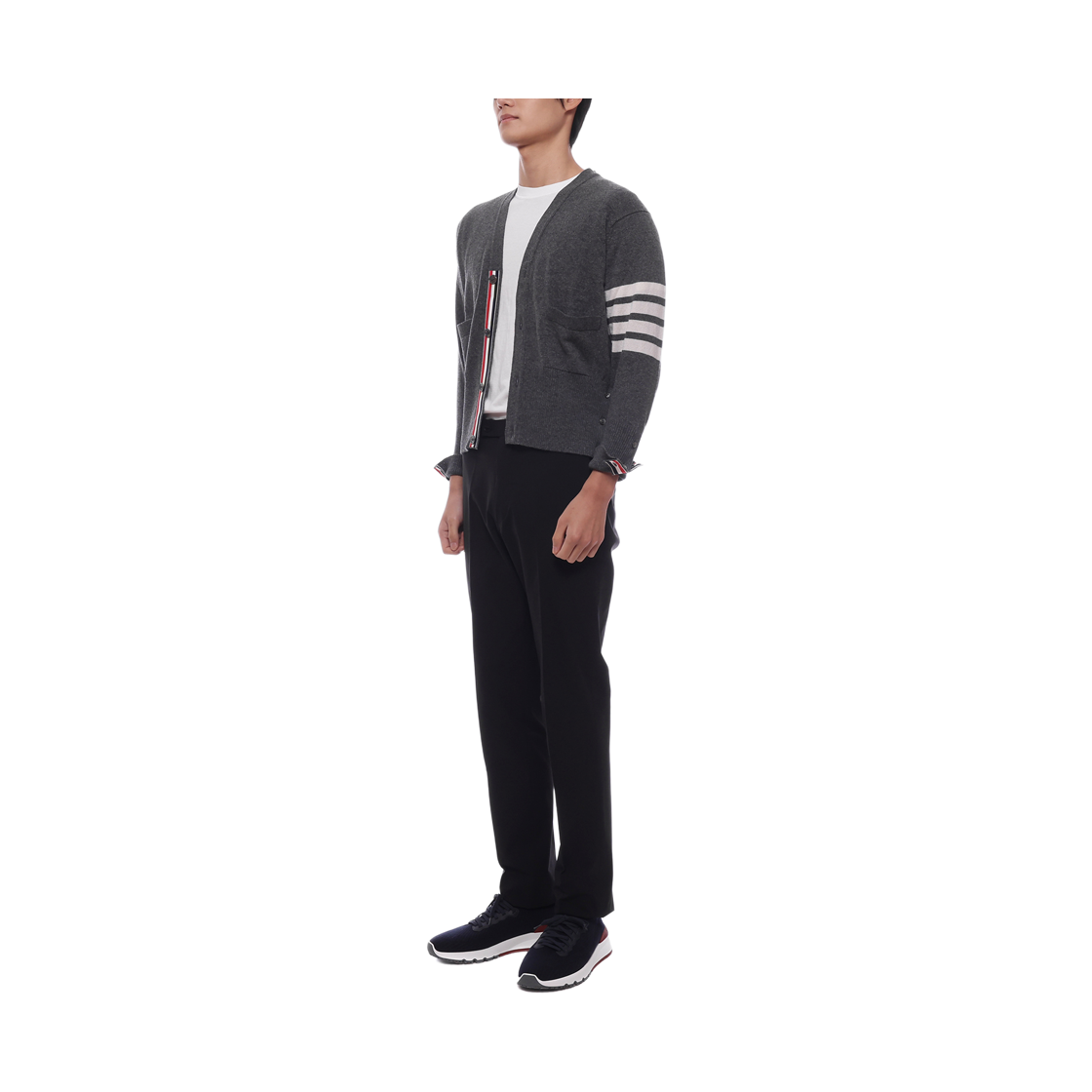 [15% 쿠폰] 톰브라운 캐시미어 사선 숏 브이넥 가디건 미디움 그레이([15% 쿠폰] Thom Browne Cashmere 4-Bar Short V-Neck Cardigan Medium Grey) - 4