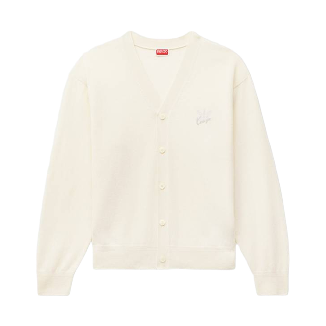FG65CA8093EK-02 Kenzo Double K Cardigan in Wool Cashmere Off White