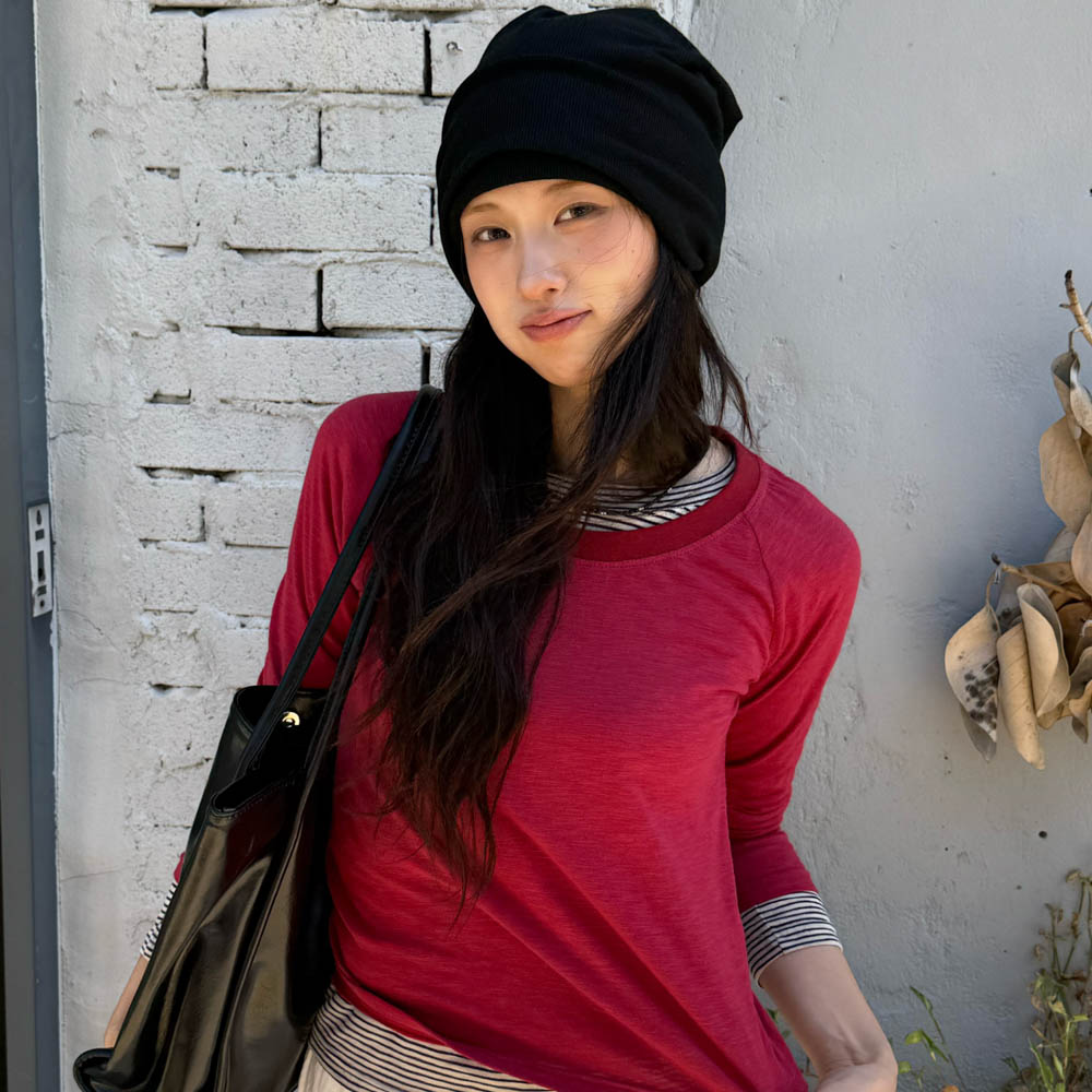 아모우 레이어드 롱 슬리브 레드(AMOU Layered Long Sleeve Red) - 5