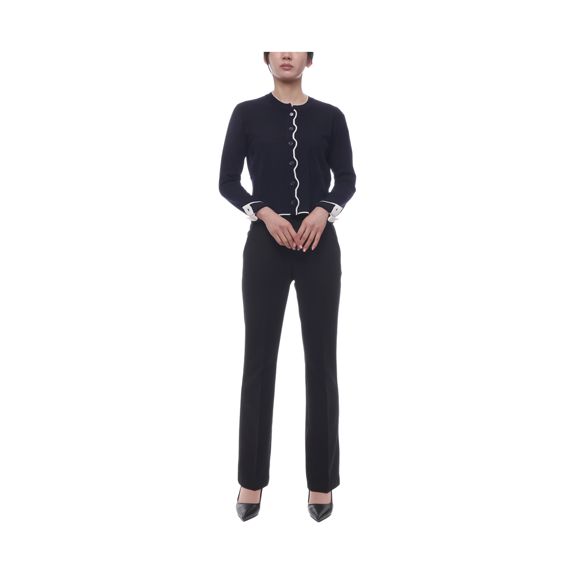 [15% 쿠폰] (W) 톰브라운 텍스쳐드 스티치 크루넥 가디건 네이비([15% 쿠폰] (W) Thom Browne Textured Stitch Crewneck Cardigan Navy) - 3