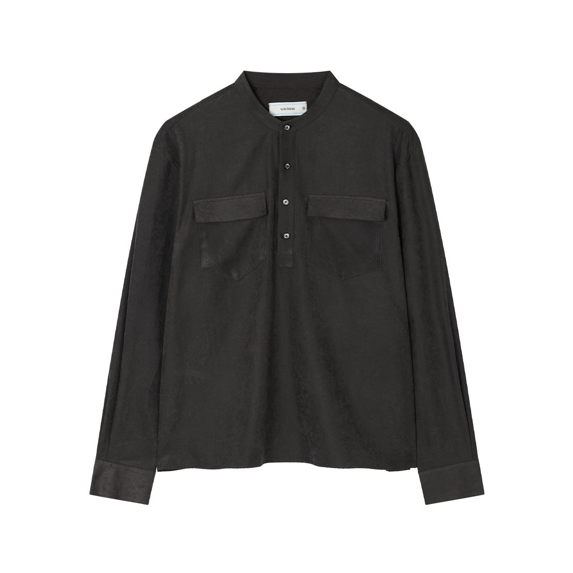 WVNS26340 Waviness Refined China Collar Shirt Charcoal