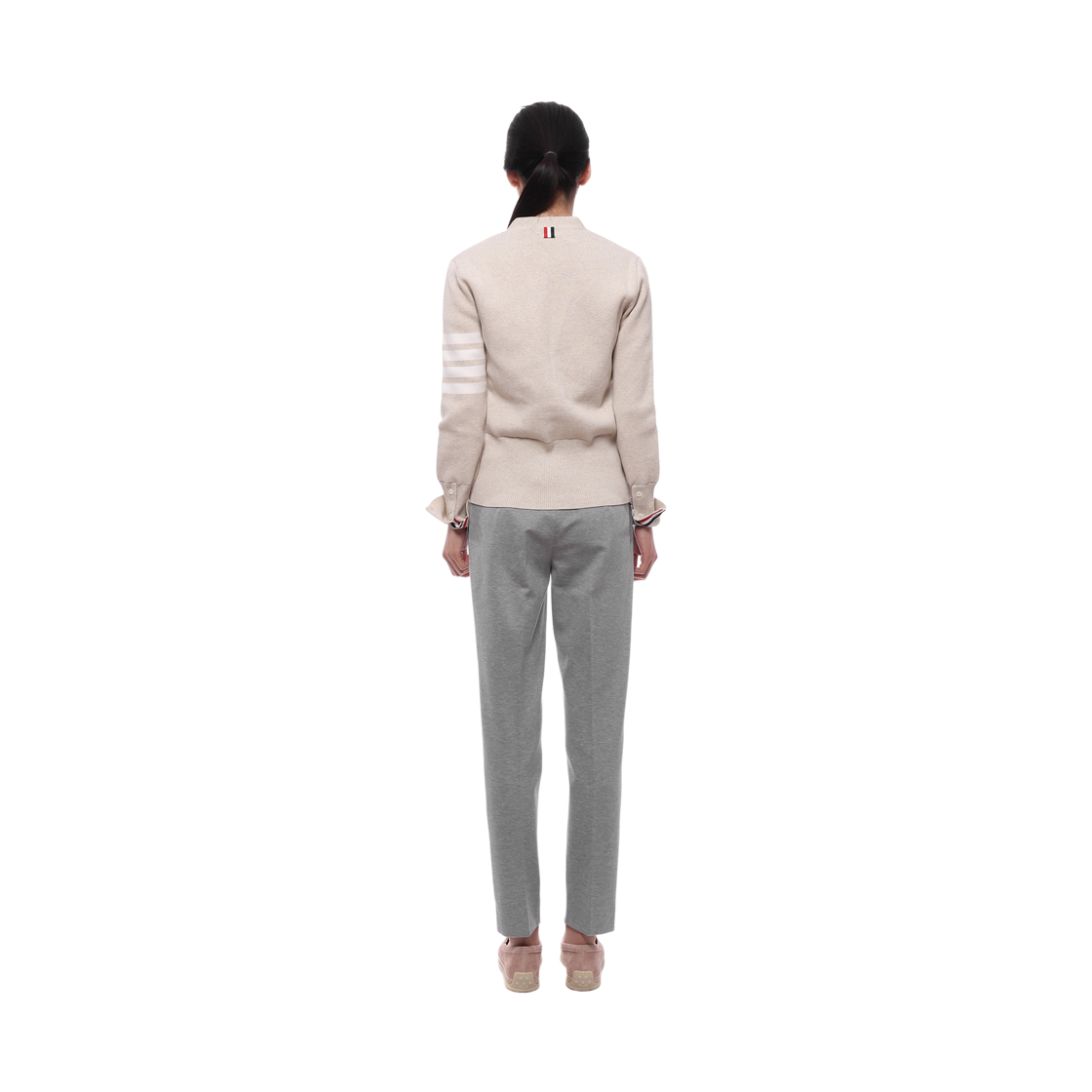 [15% 쿠폰] (W) 톰브라운 코튼 크레이프 밀라노 스티치 사선 가디건 베이지([15% 쿠폰] (W) Thom Browne Cotton Crepe Milano Stitch 4-Bar Cardigan Beige) - 5