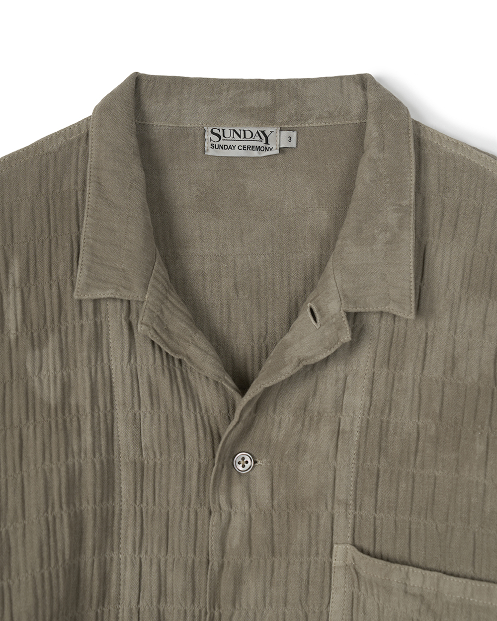 선데이세레머니 내추럴 다이드 숏 카라 셔츠 - 더스티 베이지(Sunday Ceremony Natural Dyed Short Collar Shirt - Dusty Beige) - 2