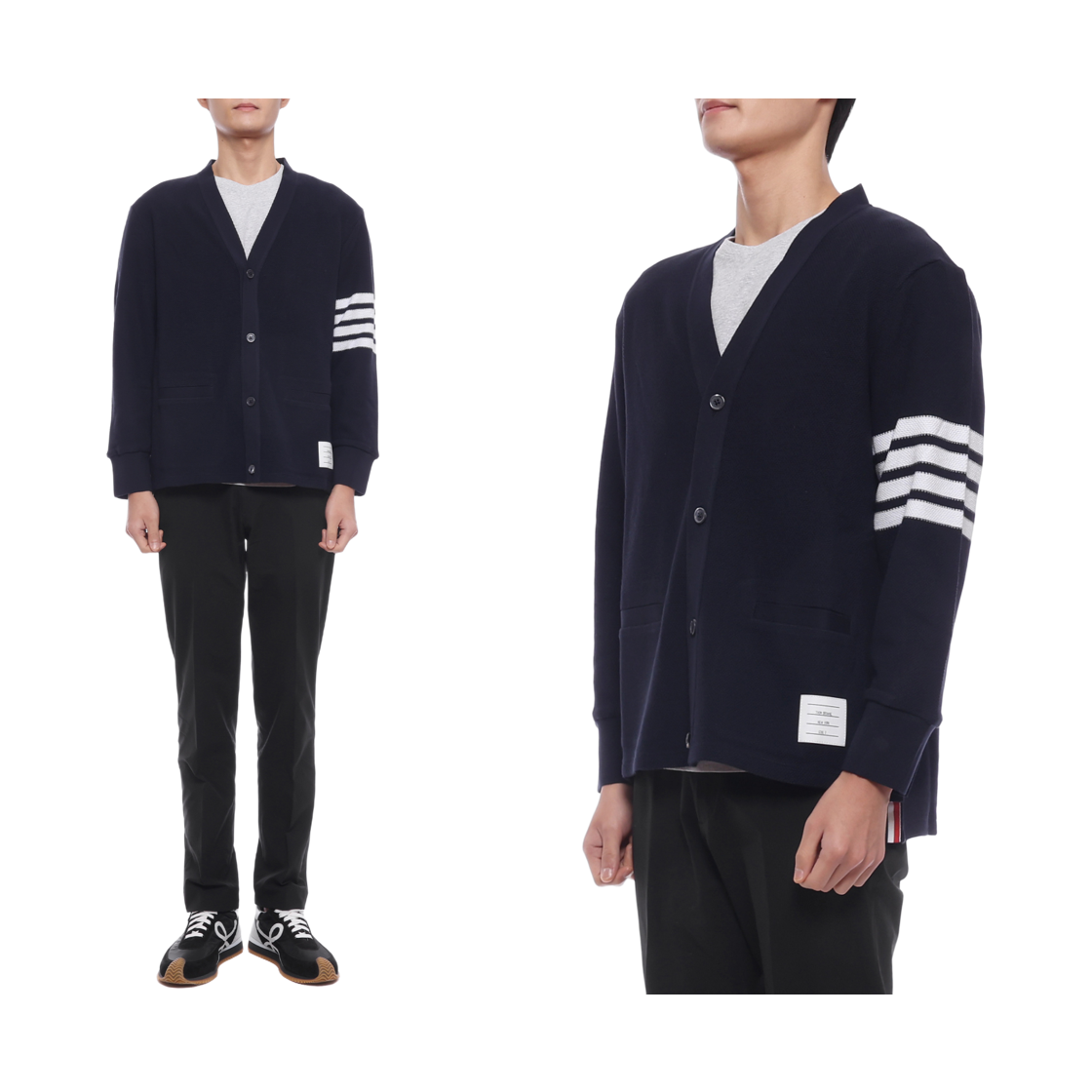 [15% 쿠폰] 톰브라운 텍스쳐드 피케 사선 가디건 네이비([15% 쿠폰] Thom Browne Textured Pique 4-Bar Cardigan Navy) - 2