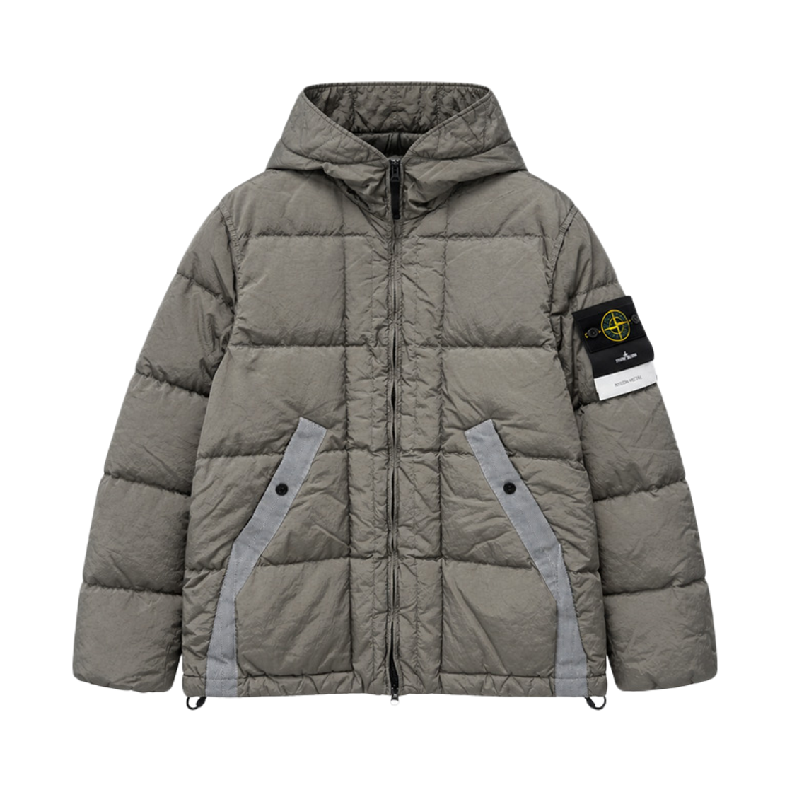 L2S15 4100019 S0019 V0060 [15% 쿠폰] Stone Island Badge Patch Nylon Metal Hooded Padded Jacket Grey - 26FW