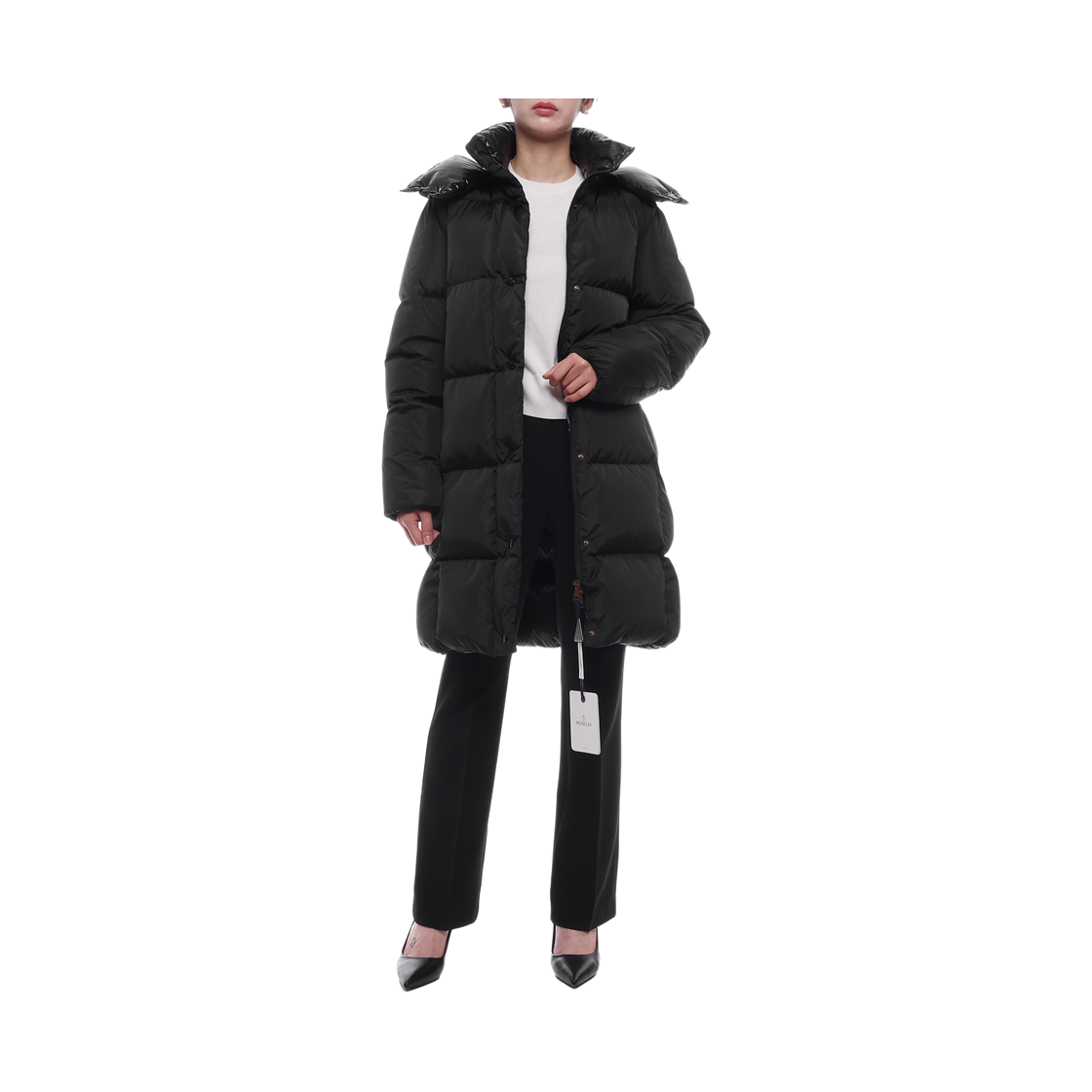 [15% 쿠폰] (W) 몽클레르 리트 스퀘어 퀼티드 후드 롱 다운 자켓 블랙 - 25FW([15% 쿠폰] (W) Moncler Litte Square Quilted Hooded Long Down Jacket Black - 25FW) - 3