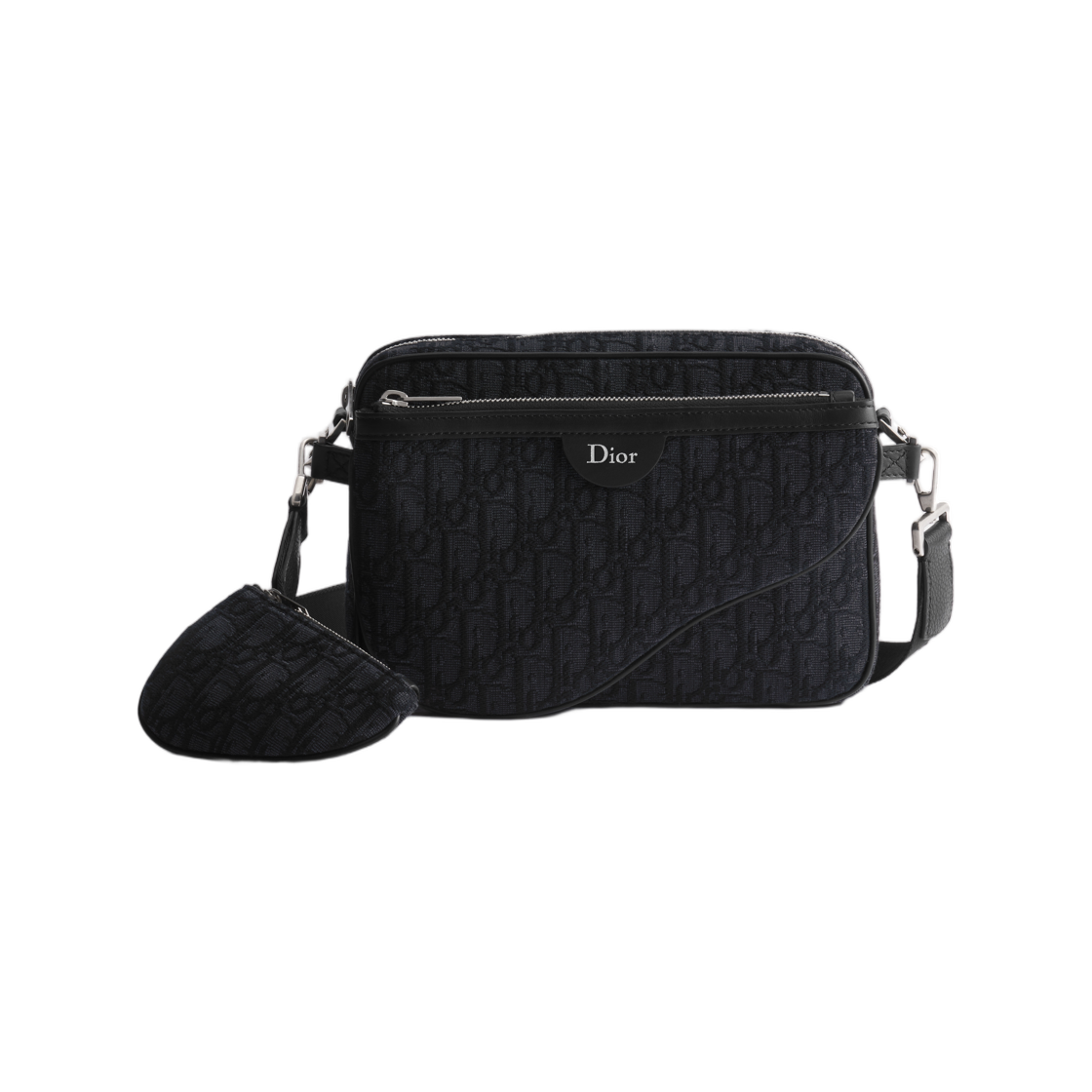 1ADPO521YKV-H03E Dior Saddle Triple Pouch Dior Oblique Jacquard Black