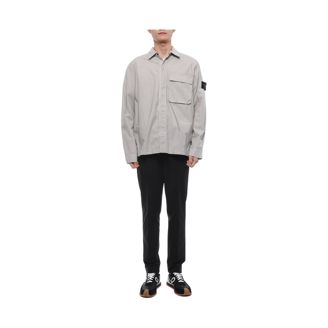 [15% 쿠폰] 스톤 아일랜드 1200032 스트레치 코튼 텔라 파라슈트 컴포트 핏 오버셔츠 스냅 패스닝 펄 그레이 - 26SS([15% 쿠폰] Stone Island 1200032 Stretch Cotton Tela Paracadute Comfort-Fit Overshirt with Snap Fastening Pearl Grey - 26SS) - 3