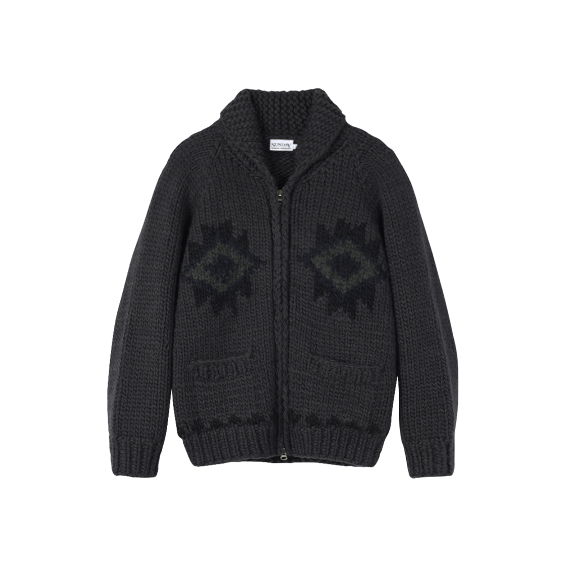 SC26AK-06 Sunday Ceremony Native Wool Hand Knit Cowichan - Charcoal