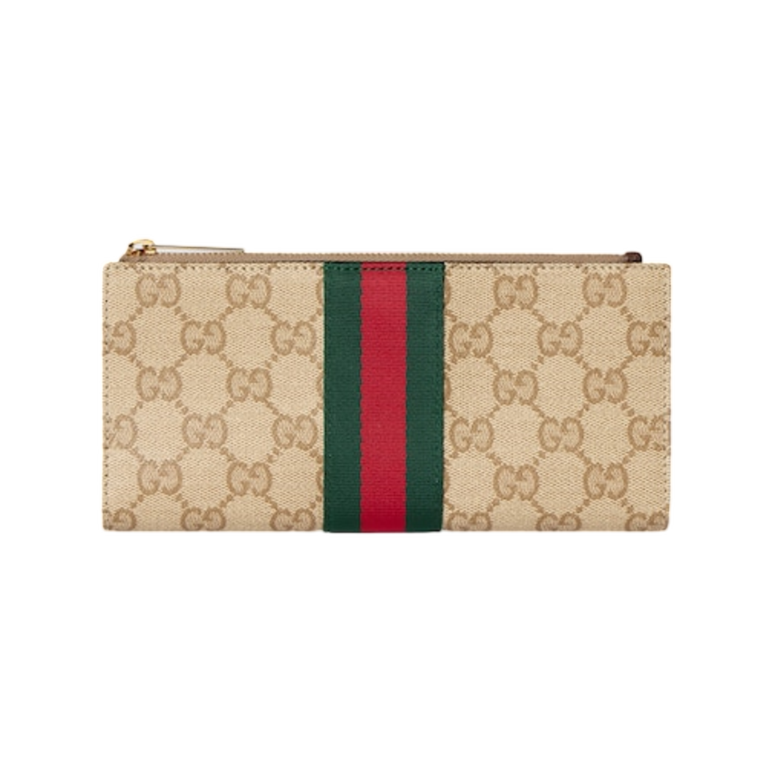 876047-FAF8R-8547 Gucci Long Wallet With Web Sand Dark Brown