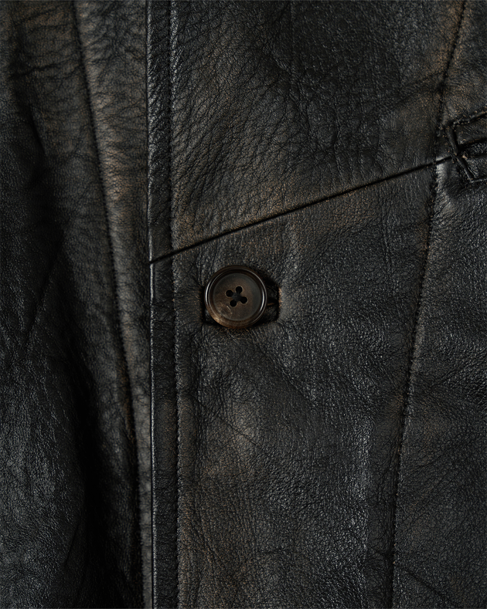 선데이세레머니 디스트레스드 워시드 레더 카코트 - 다크 브라운(Sunday Ceremony Distressed Washed Leather Car Coat - Dark Brown) - 4