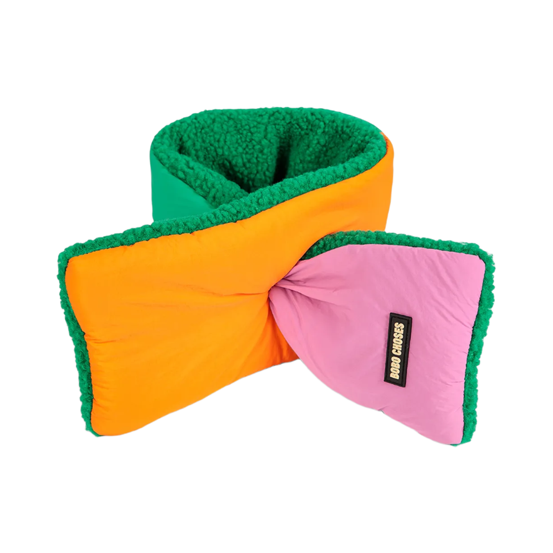 (키즈) 보보쇼즈 컬러 블록 쉽스킨 넥 워머 푸시아((Kids) Bobo Choses Color Block Sheepskin Neck Warmer Fuchsia) - 1
