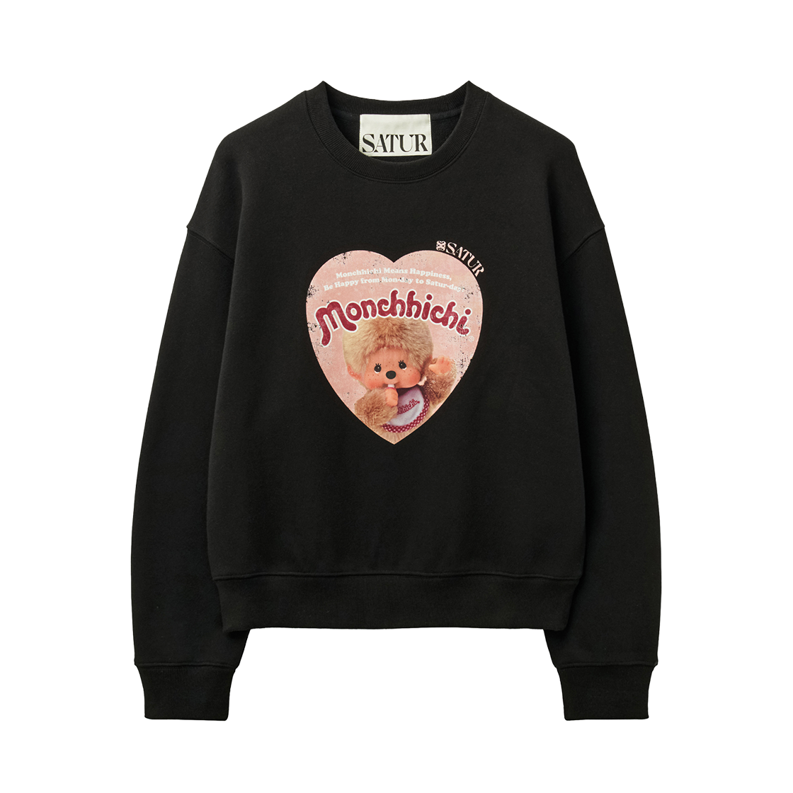 세터 x 몬치치 세터데이 무드 스웨트셔츠 블랙(SATUR x Monchhichi Saturday Mood Sweatshirt Black)