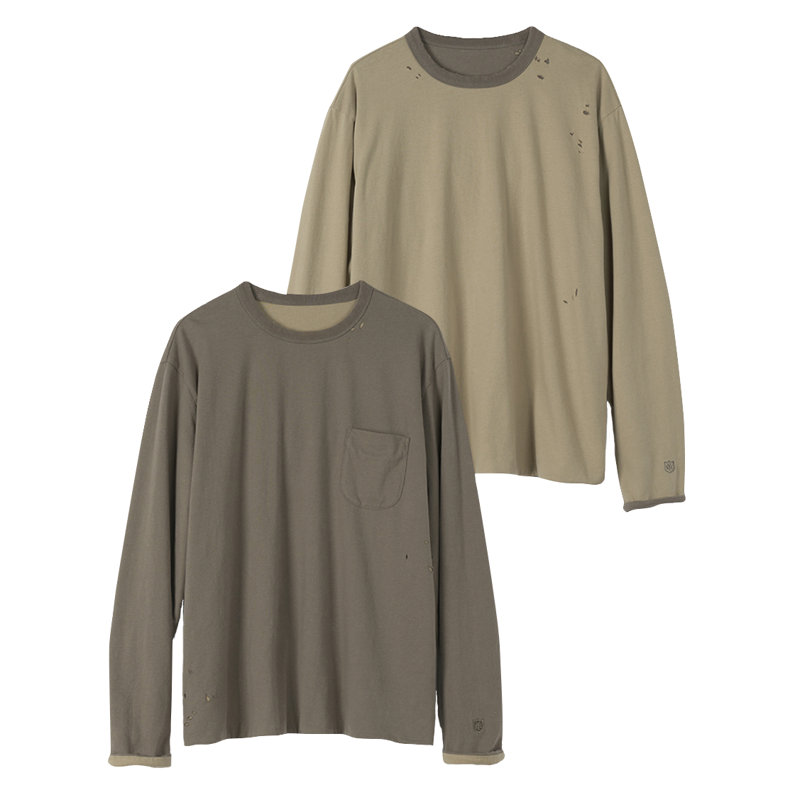 선데이세레머니 리버시블 디스트레스 티 - 더스티 베이지(Sunday Ceremony Reversible Distressed T-Shirt - Dusty Beige) - 1