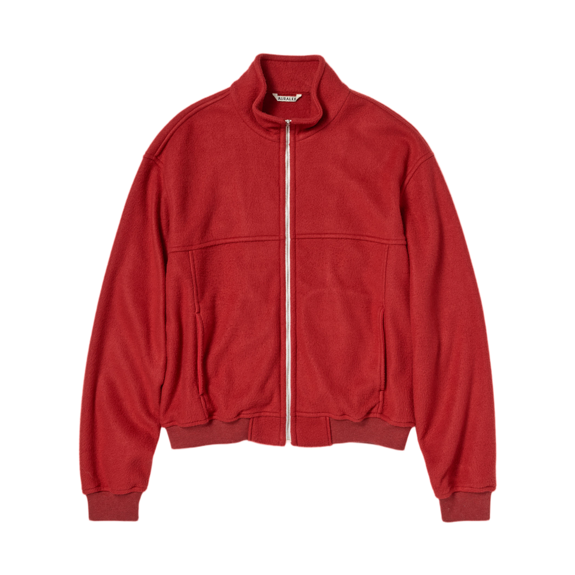 오라리 퓨어 실크 컴포트 플리스 집 블루종 레드(Auralee Pure Silk Comfort Fleece Zip Blouson Red)