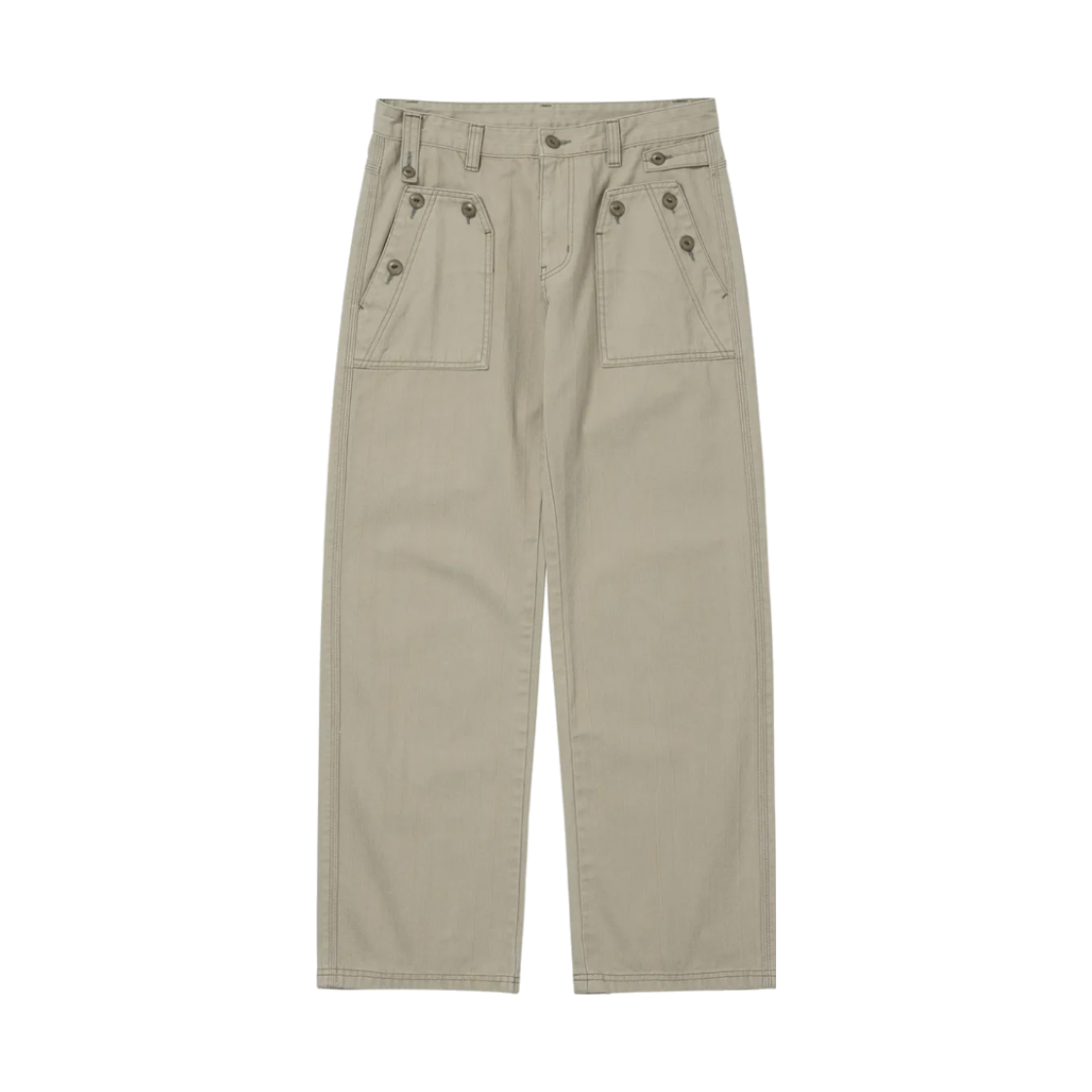 웰빙익스프레스 버튼 디테일 팬츠 베이지(WELLBEING EXPRESS Button Detail Pants Beige)