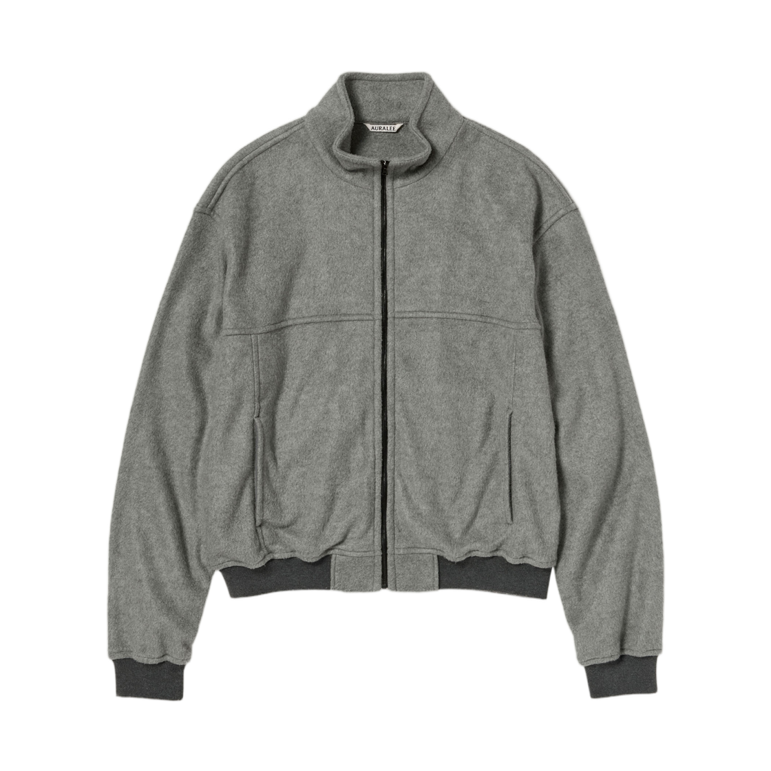 오라리 퓨어 실크 컴포트 플리스 집 블루종 탑 그레이(Auralee Pure Silk Comfort Fleece Zip Blouson Top Gray)