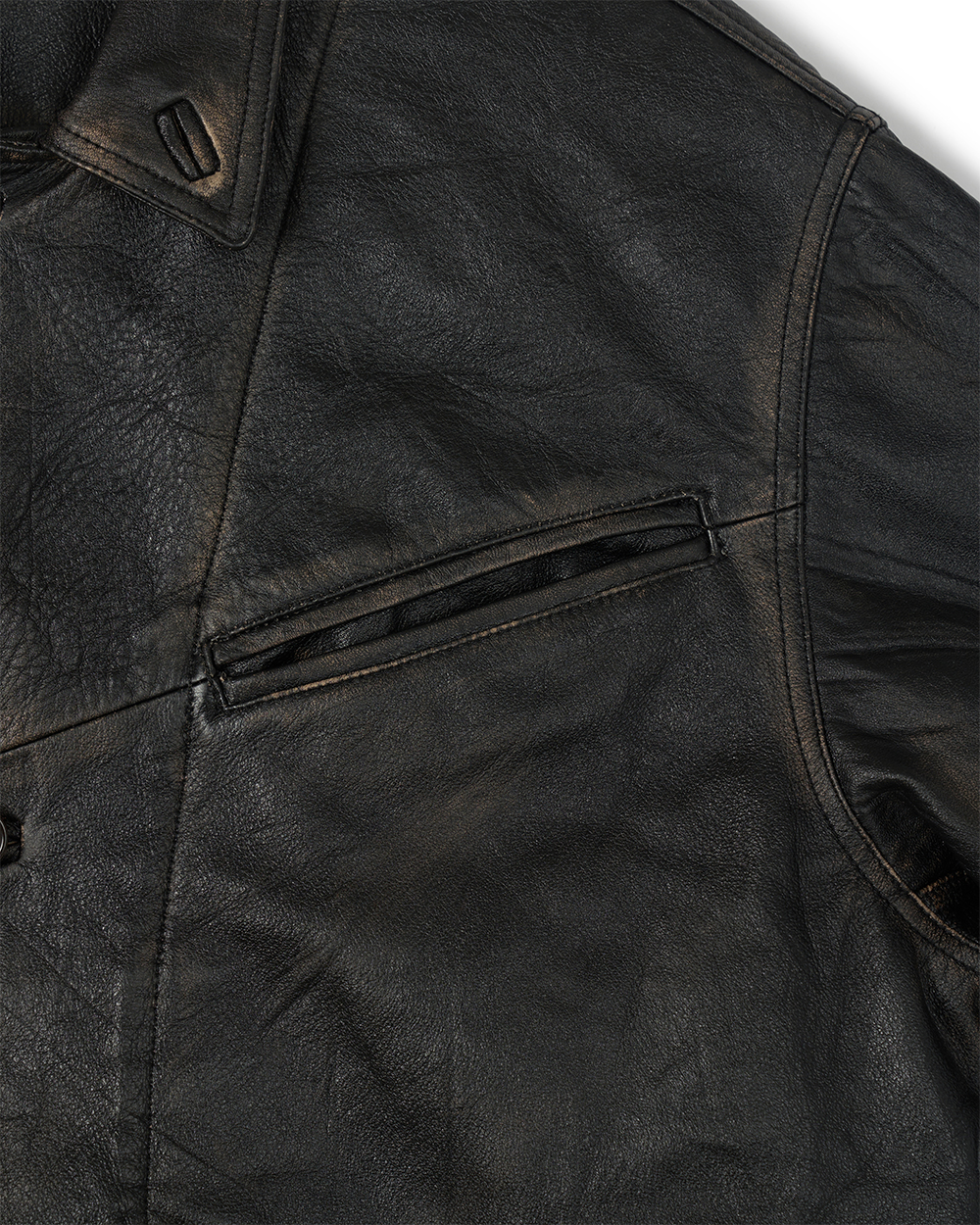 선데이세레머니 디스트레스드 워시드 레더 카코트 - 다크 브라운(Sunday Ceremony Distressed Washed Leather Car Coat - Dark Brown) - 3