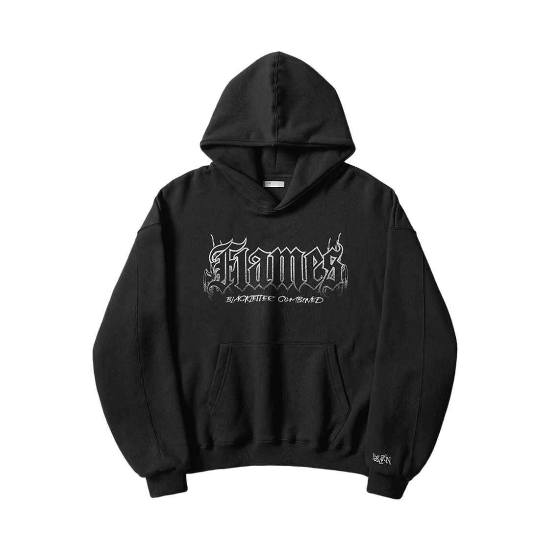 에즈카톤 블랙 플레임즈 후드 블랙 MMHD6978(EZKATON Black Flames Hoodie Black MMHD6978)