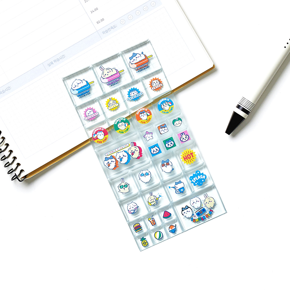 대원미디어 먼작귀 캐릭터 치이카와 썸머 클리어 입체 사각 타일 스티커(Daewonmedia Chiikawa Summer Clear Square Tile Sticker) - 2