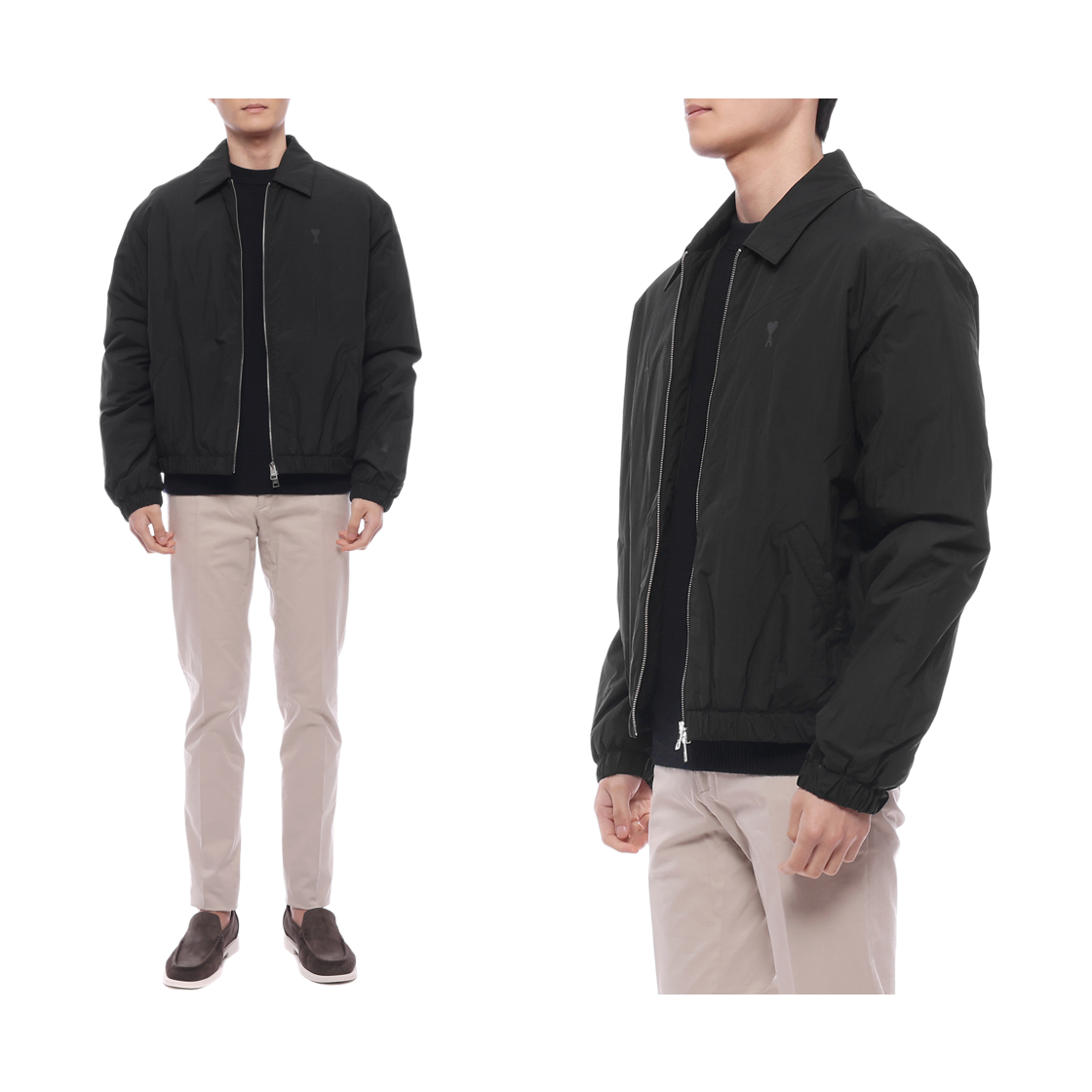 [15% 쿠폰] 아미 톤온톤 하트 로고 테크니컬 캔버스 지퍼 자켓 블랙([15% 쿠폰] AMI de Coeur Technical Canvas Zipped Jacket Black) - 2