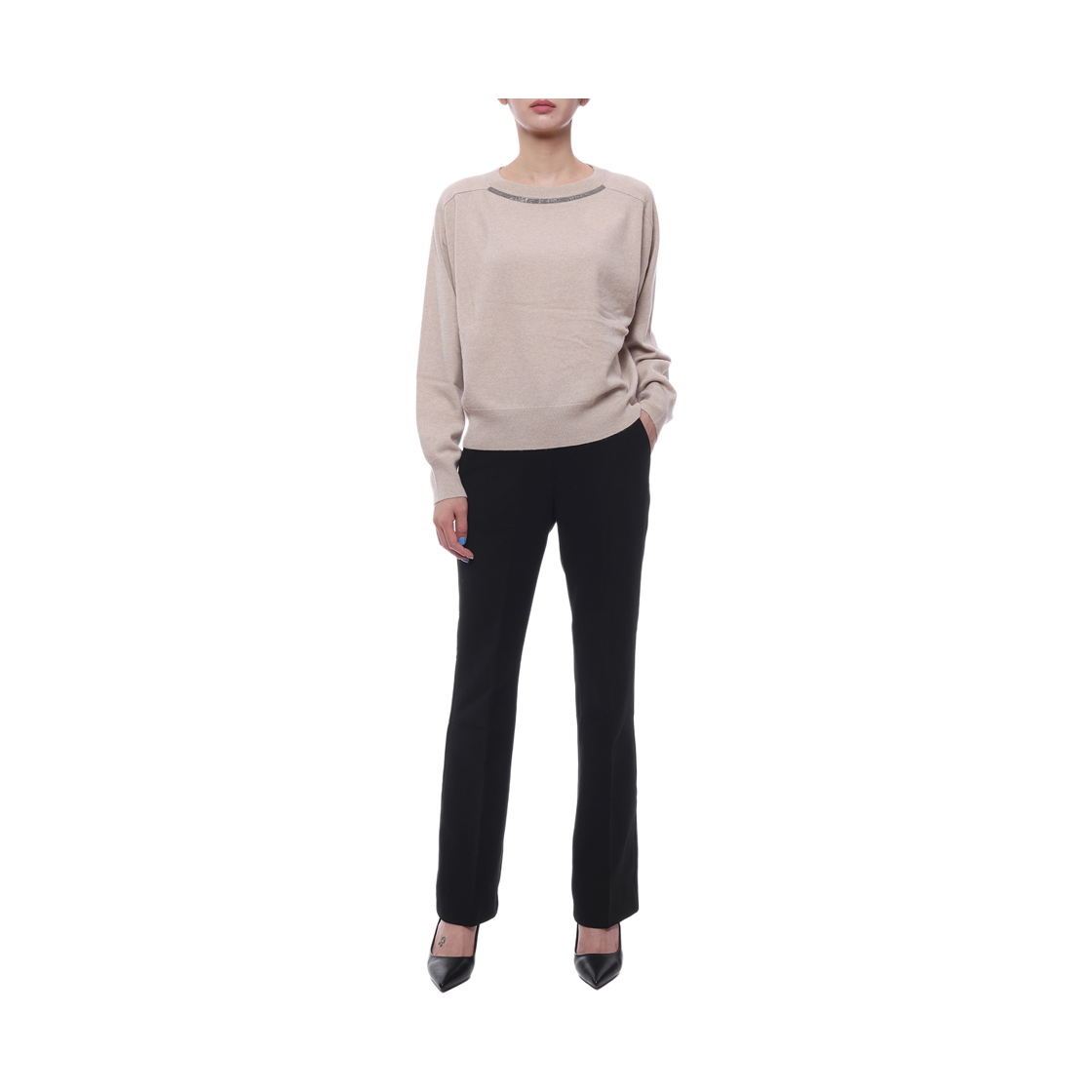 [15% 쿠폰] (W) 브루넬로 쿠치넬리 모닐리 디테일 스웨터 베이지([15% 쿠폰] (W) Brunello Cucinelli Monili Detail Sweater Beige) - 3