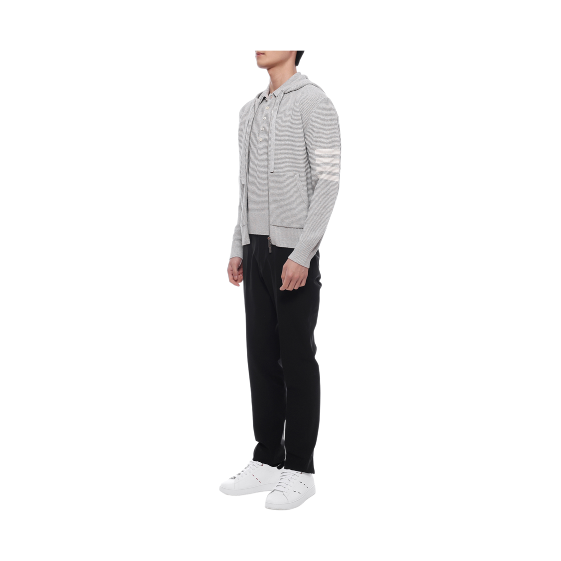 [15% 쿠폰] 톰브라운 리넨 코튼 사선 릴렉스드 핏 후드 파스텔 그레이([15% 쿠폰] Thom Browne Linen Cotton 4-Bar Relaxed Fit Hoodie Pastel Grey) - 4