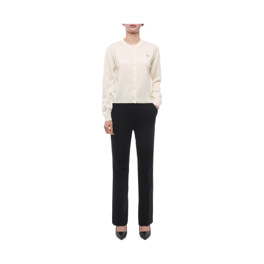 [15% 쿠폰] (W) 메종 키츠네 베이비 폭스 메리노 레귤러 가디건 퓨어 에크루([15% 쿠폰] (W) Maison Kitsune Baby Fox Merino Regular Cardigan Pure Ecru) - 3
