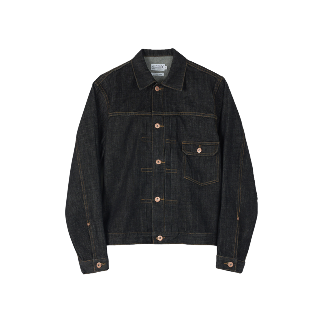 선데이세레머니 재패니즈 데님 타입1 트러커 자켓 - 로우 블랙(Sunday Ceremony Japanese Denim Type-1 Trucker Jacket - Raw Black)