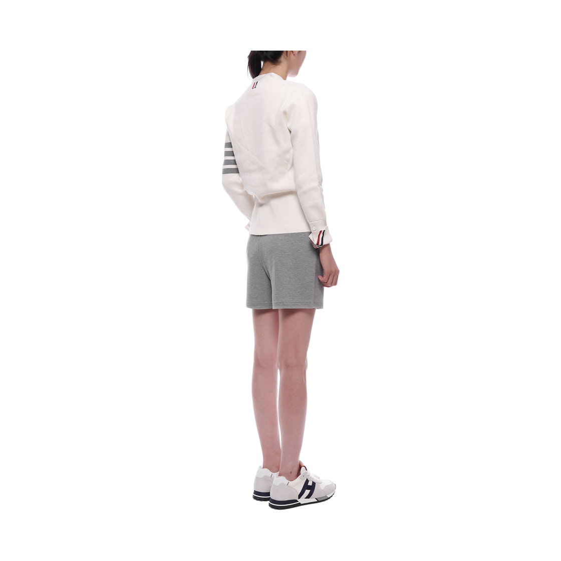 [15% 쿠폰] (W) 톰브라운 코튼 크레이프 밀라노 스티치 사선 가디건 화이트([15% 쿠폰] (W) Thom Browne Cotton Crepe Milano Stitch 4-Bar Cardigan White) - 6