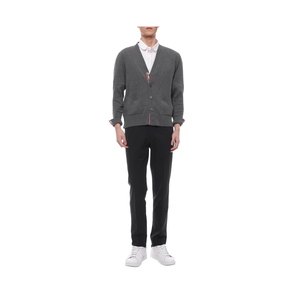 [15% 쿠폰] 톰브라운 코튼 사선 릴렉스드 핏 브이넥 카디건 미디움 그레이([15% 쿠폰] Thom Browne Cotton 4-Bar Relaxed Fit V-Neck Cardigan Medium Grey) - 3