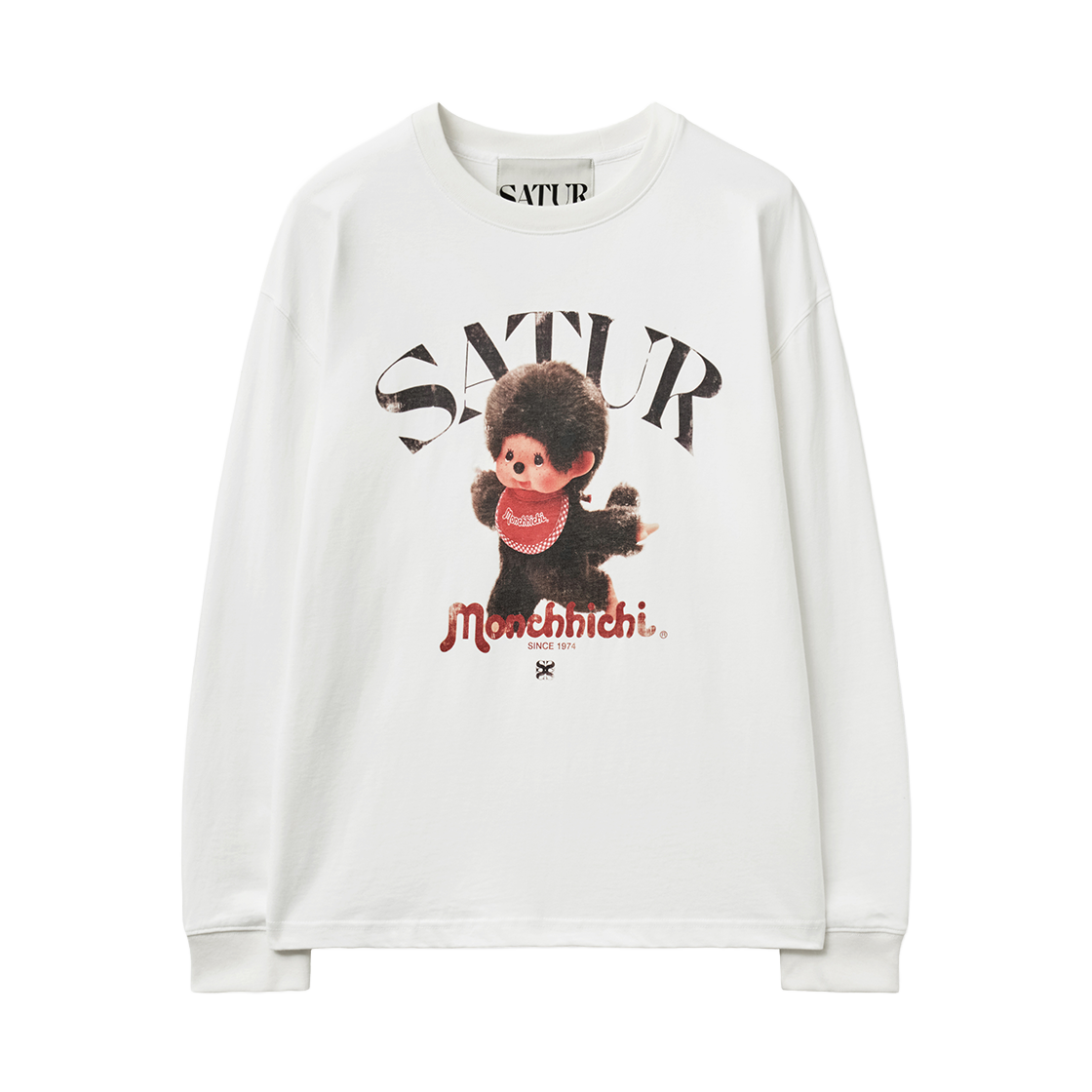 [예약배송] 세터 x 몬치치 아치 로고 롱 슬리브 화이트([예약배송] SATUR x Monchhichi Arch Logo Long Sleeve White)