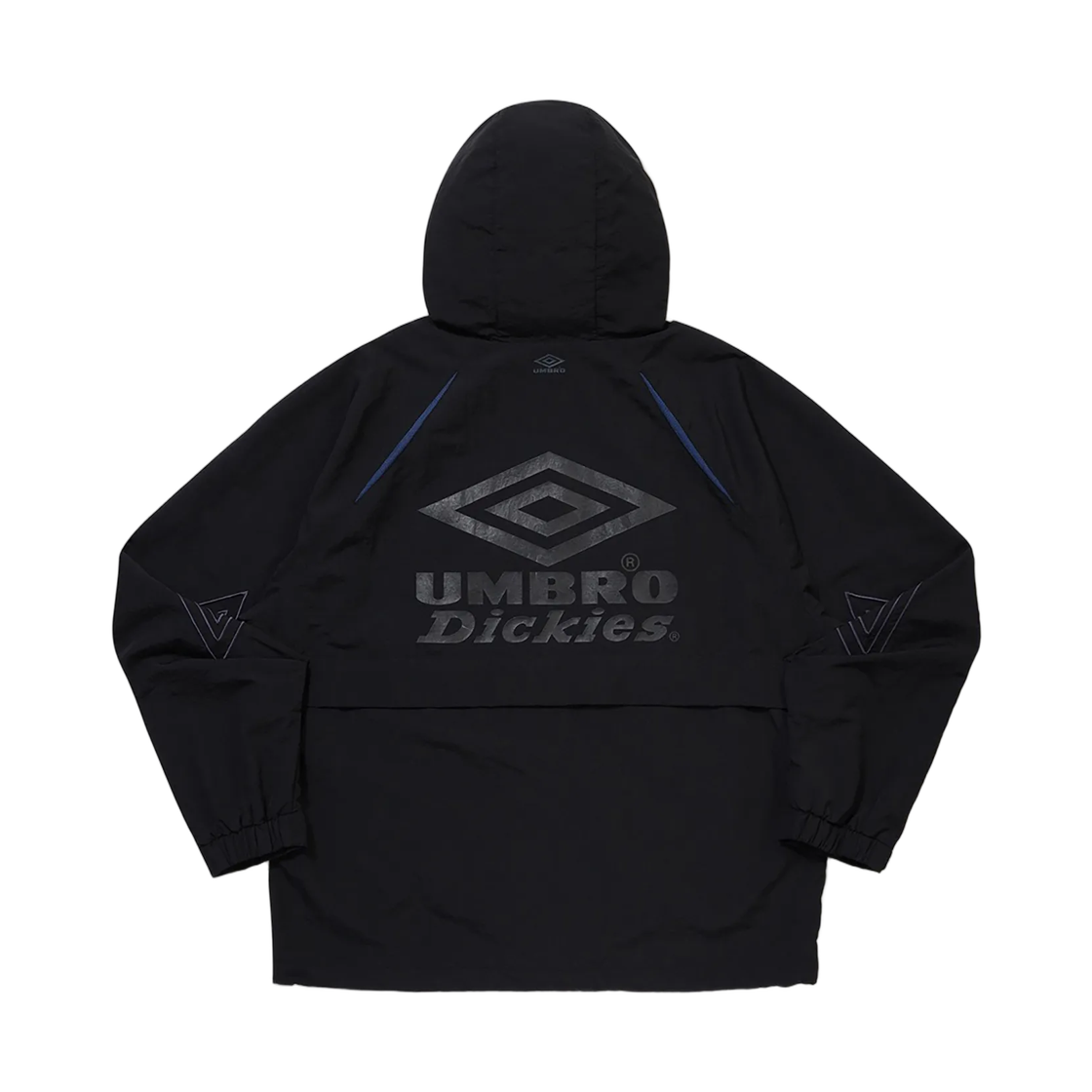 엄브로 x 디키즈 x 수원 삼성 블루윙즈 블루 벤틸레이션 후드 우븐 자켓 블랙(Umbro x Dickies x Suwon Samsung Bluewings Blue Ventilation Hooded Woven Jacket Black)
