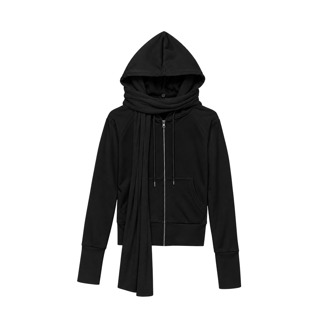 Bonnae-217 Bonnae muffler hoodie zip-up Black