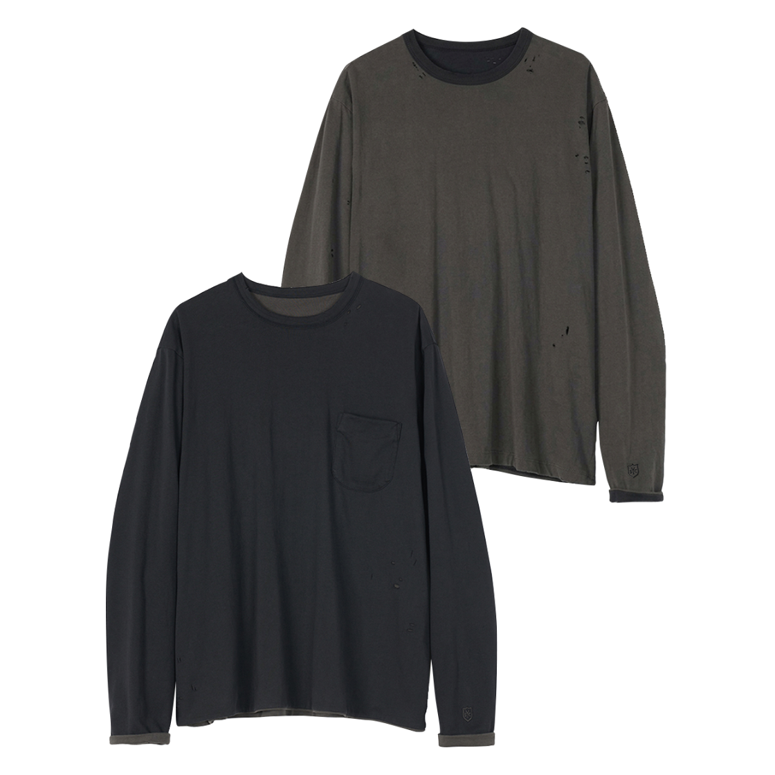 SC-2653 Sunday Ceremony Reversible Distressed T-Shirt - Purple Grey