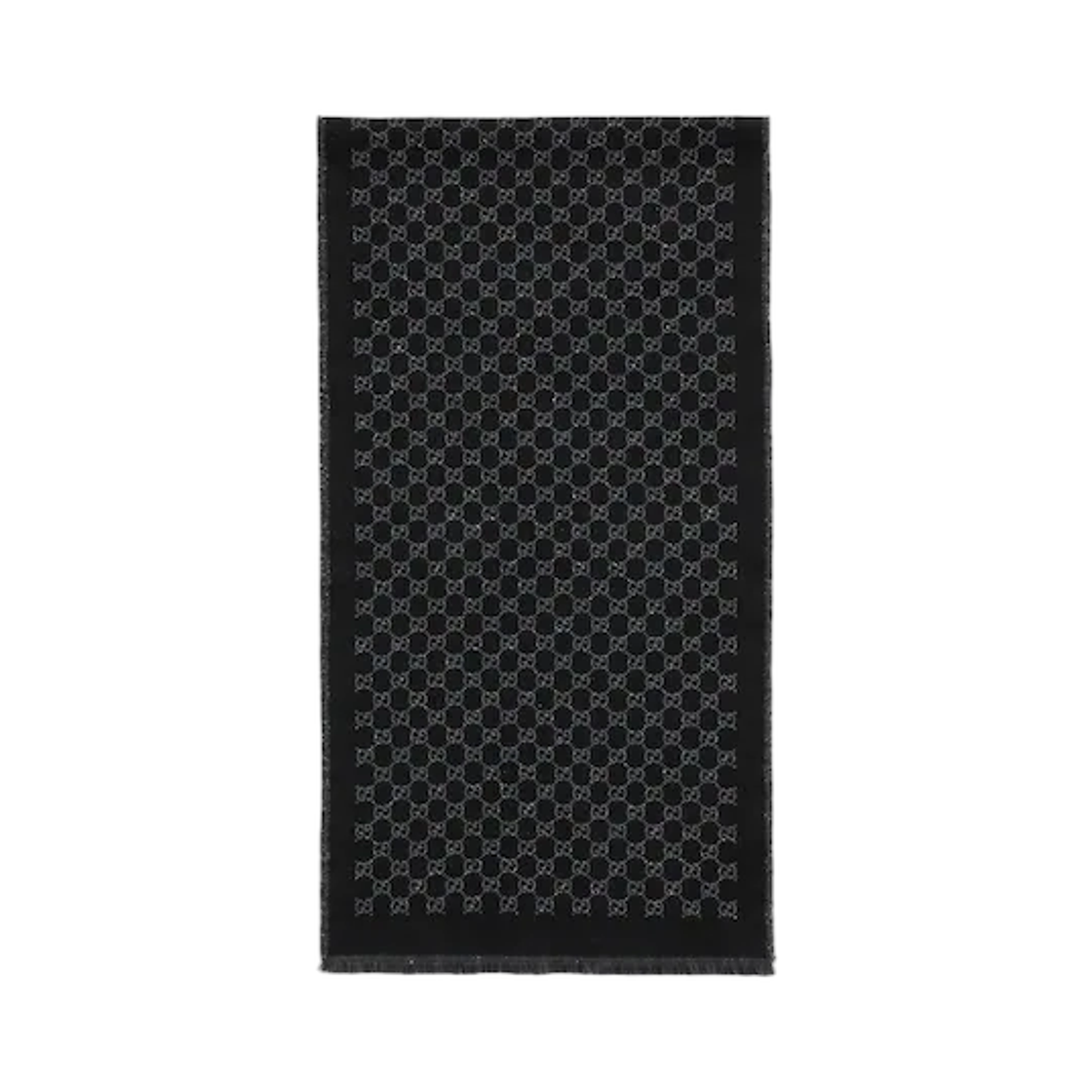 A005IW-3GAMQ-1063 (W) Gucci GG Wool Viscose Lame Scarf Black
