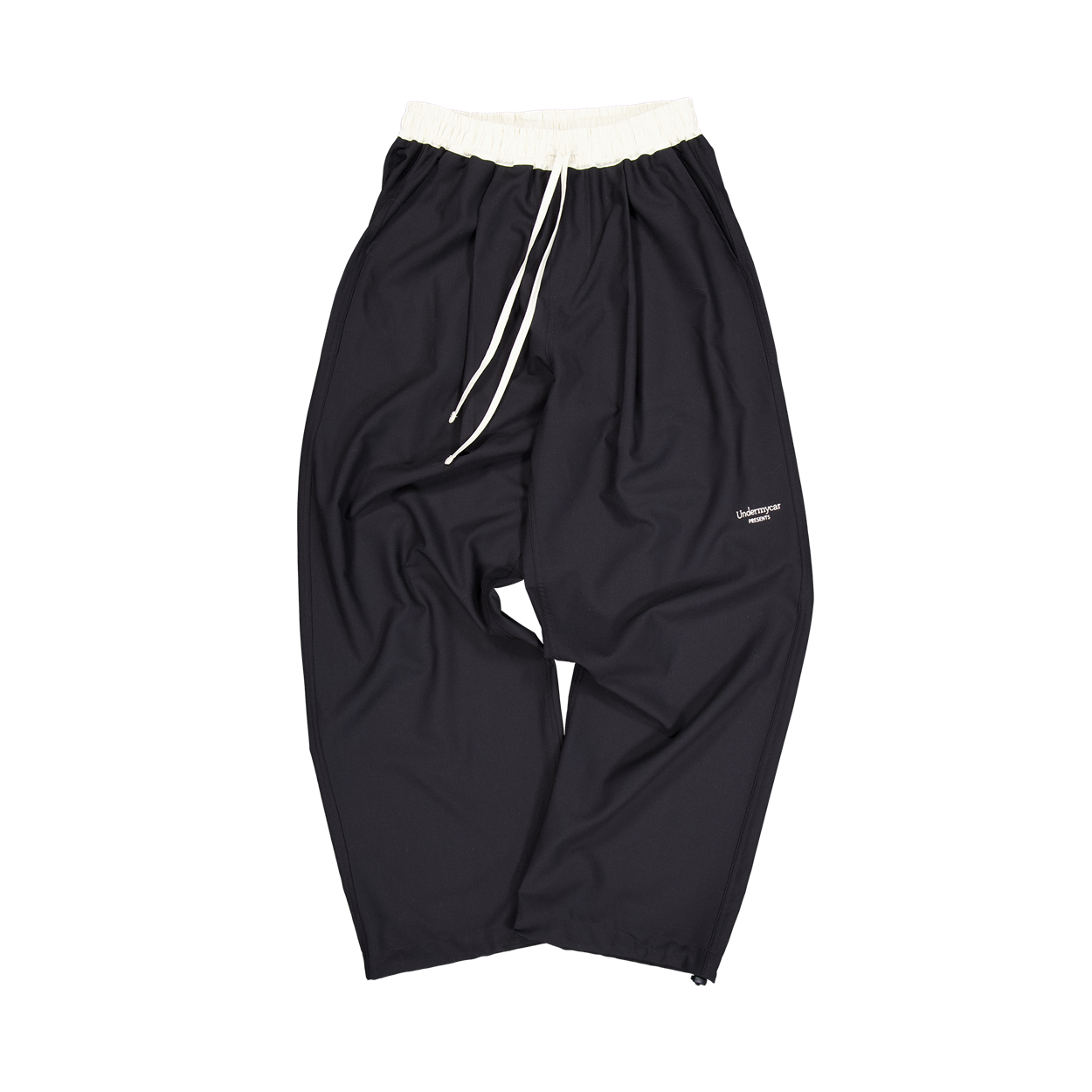 언더마이카 무.213 클래식 로고 솔리드 와이드 팬츠 블랙(Undermycar Mu.213 Classic Logo Solid Wide Pants Black)