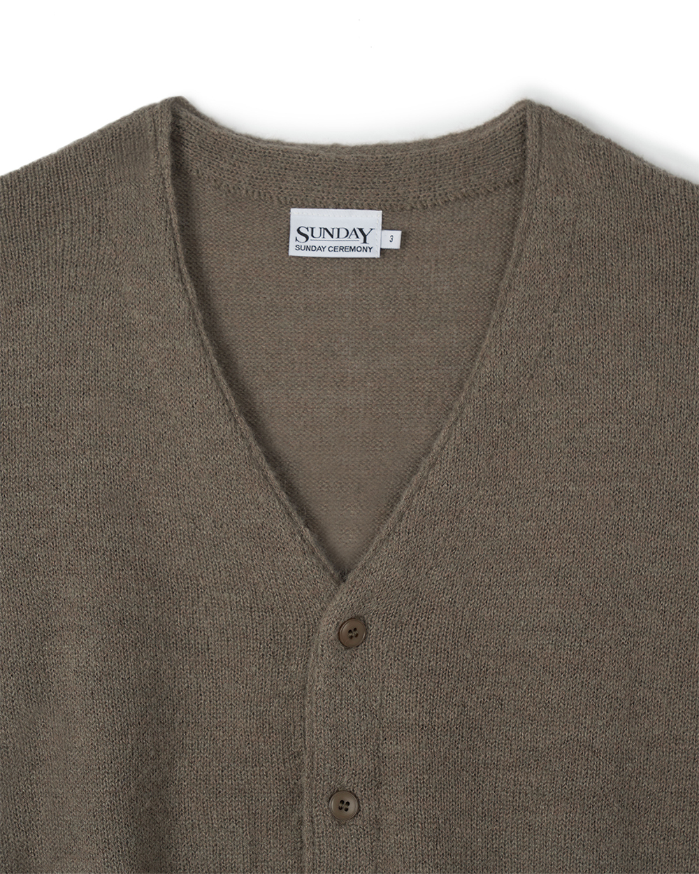 선데이세레머니 투웨이 브이넥 스카프 니트 가디건 - 오트밀(Sunday Ceremony 2-Way V-Neck Scarf Knit Cardigan - Oatmeal) - 2