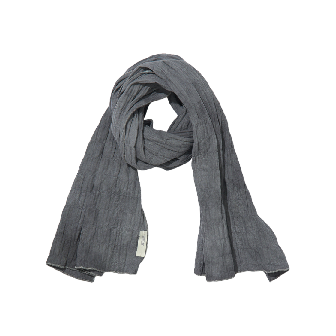 선데이세레머니 내추럴 다이드 링클 스카프 - 그레이(Sunday Ceremony Natural Dyed Wrinkle Scarf - Grey)