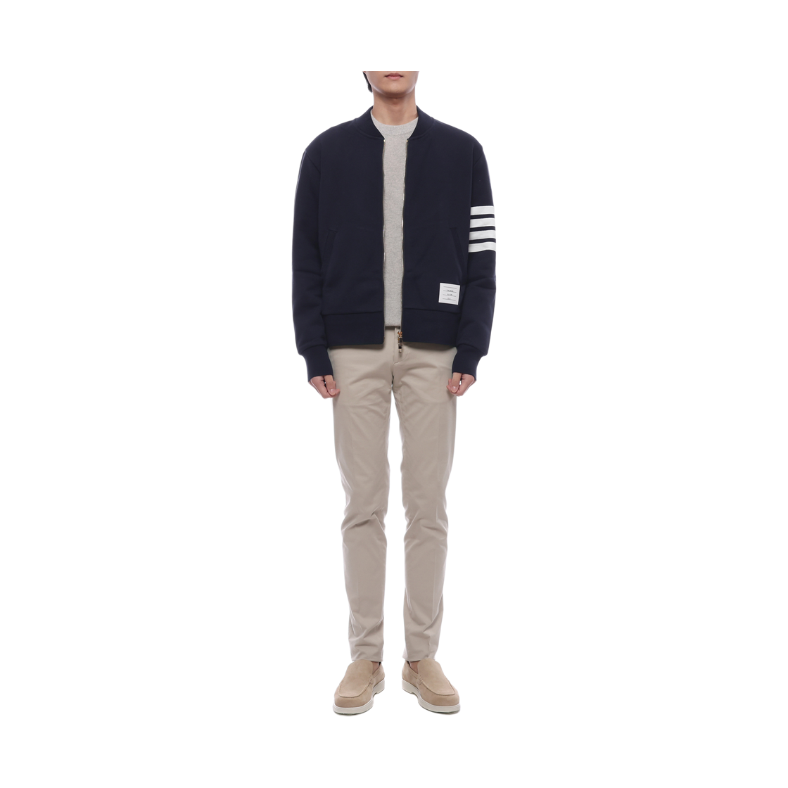[15% 쿠폰] 톰브라운 루프백 테리 엔지니어 사선 봄버 자켓 네이비([15% 쿠폰] Thom Browne Loopback Terry Engineered 4-Bar Bomber Jacket Navy) - 3