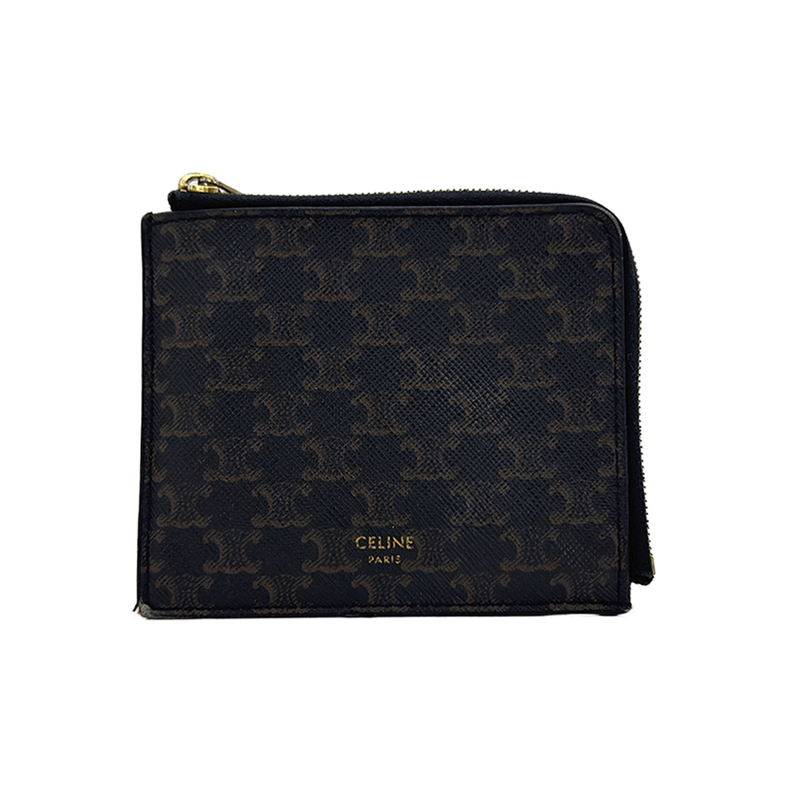 IT2CW886S6T6 Celine Triomphe Canvas Lambskin Removable Card Holder Tan