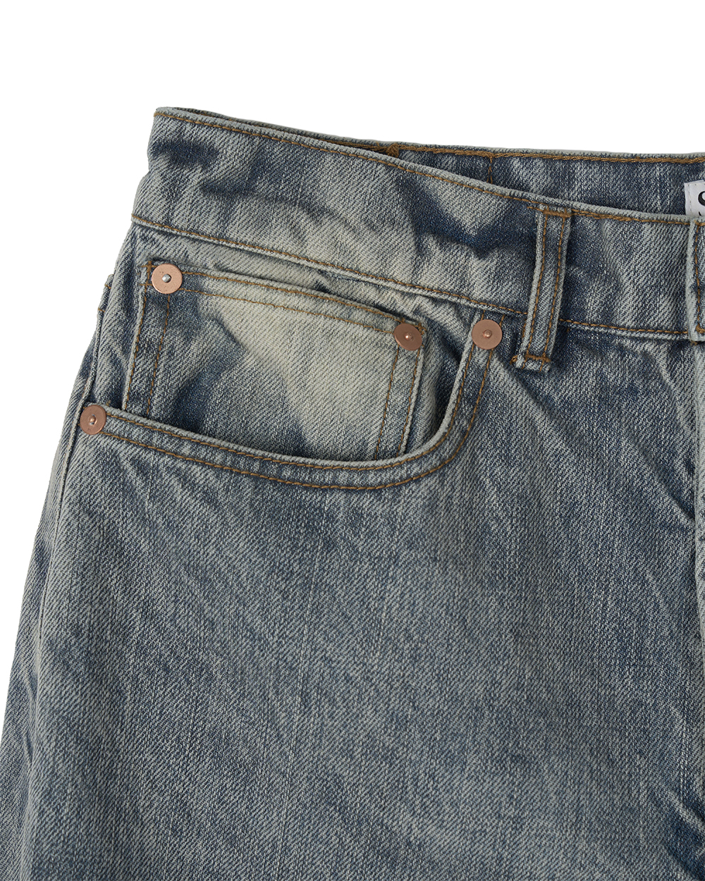 선데이세레머니 스트레이트 재패니즈 데님 팬츠 - 에이징 블루(Sunday Ceremony Straight Japanese Denim Pants - Ageing Blue) - 3