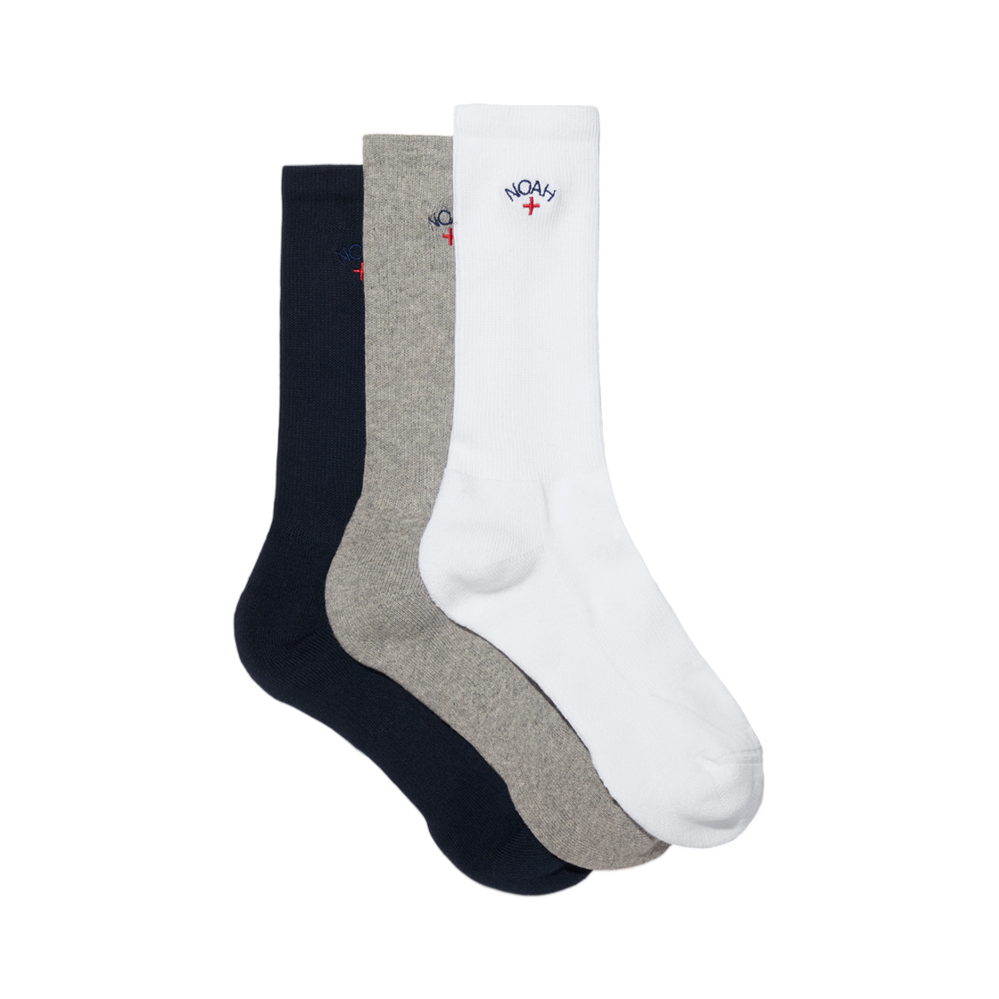 노아 코어 로고 삭스 화이트 헤더그레이 네이비 (3개입)(Noah Core Logo Socks White Heather Gray Navy (3 Pack))