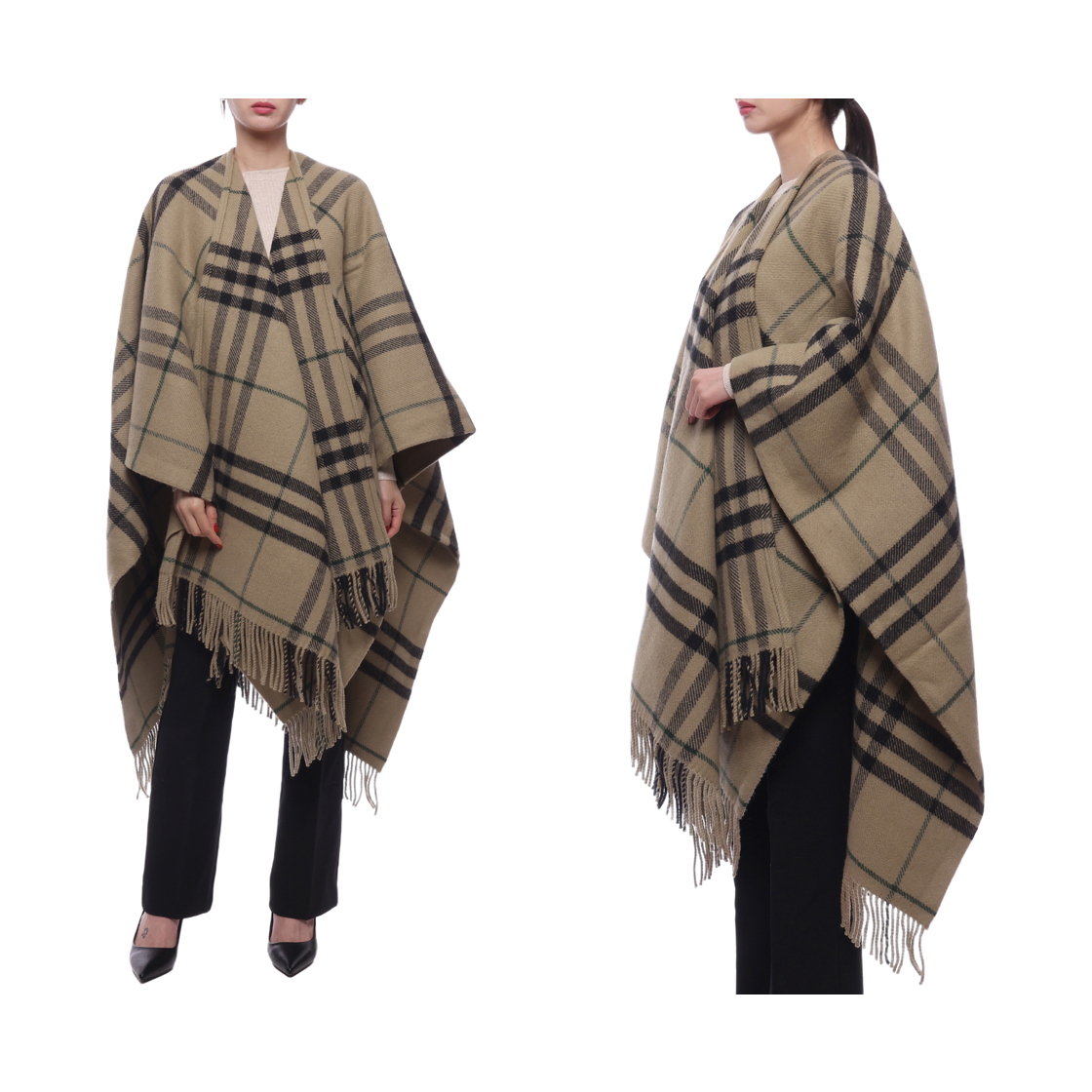 [15% 쿠폰] 버버리 체크 울 캐시미어 케이프 린든([15% 쿠폰] Burberry Check Wool Cashmere Cape Linden) - 2