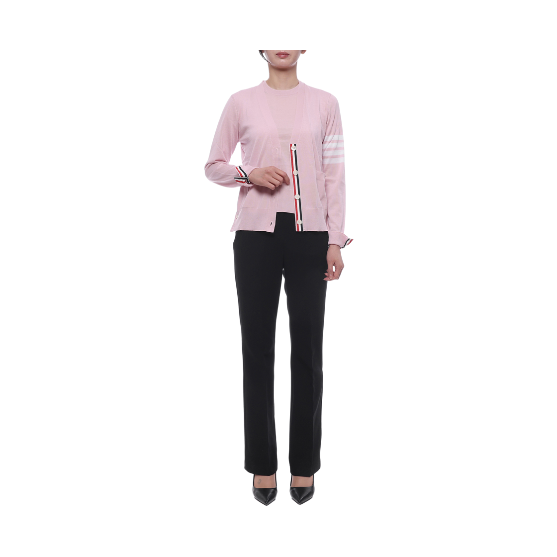 [15% 쿠폰] (W) 톰브라운 파인 메리노 울 사선 릴렉스드 핏 가디건 핑크([15% 쿠폰] (W) Thom Browne Fine Merino Wool 4-Bar Relaxed Fit Cardigan Pink) - 3